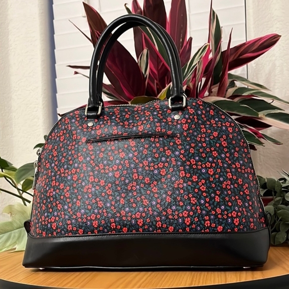 Coach Black and Red Floral Satchel - Picture 1 of 8